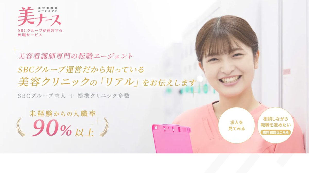 美ナースの公式サイトのトップページ
