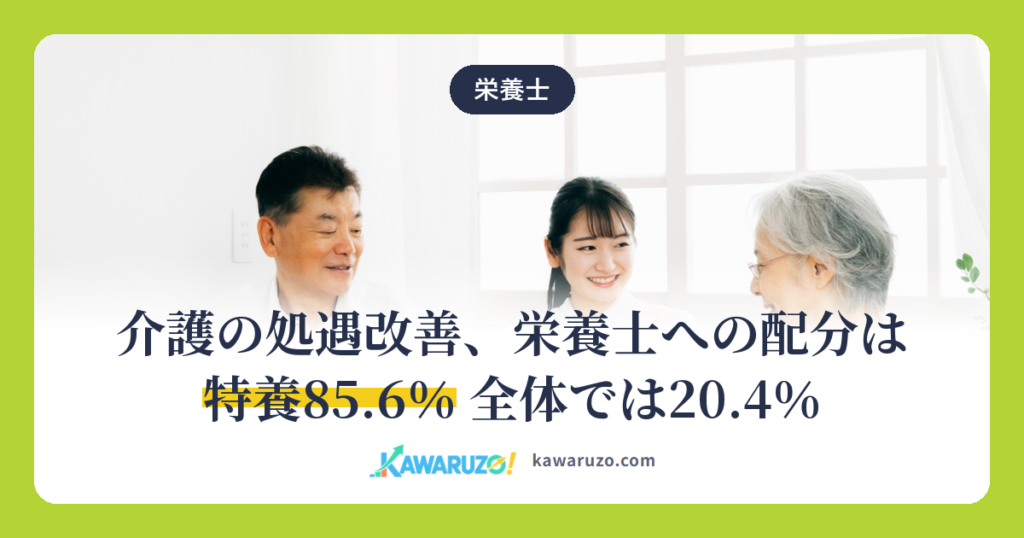 介護の処遇改善、栄養士への配分は特養85.6％ 全体では20.4％