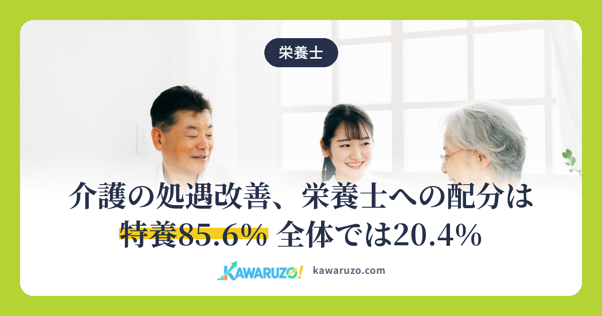 介護の処遇改善、栄養士への配分は特養85.6％ 全体では20.4％