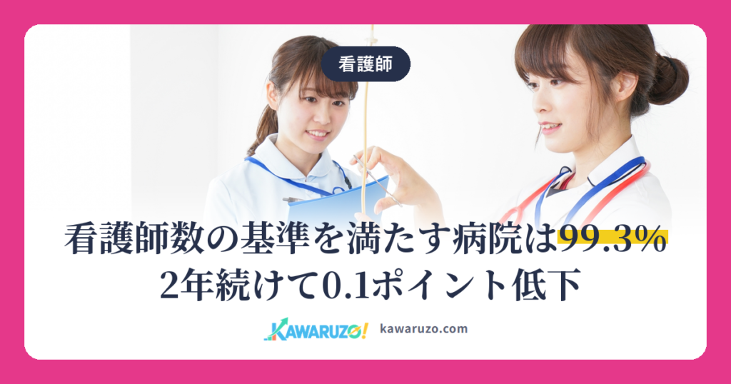 看護師数の基準を満たす病院は99.3％ 2年続けて0.1ポイント低下